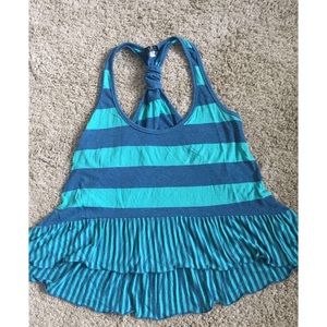 Racerback striped high low crop top